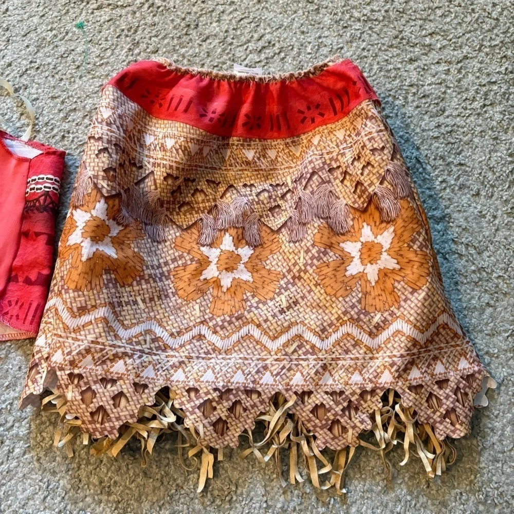 Disney Moana Costume Set - Red and Brown Sz 4-6X Disney Land World Cruise - Picture 7 of 8
